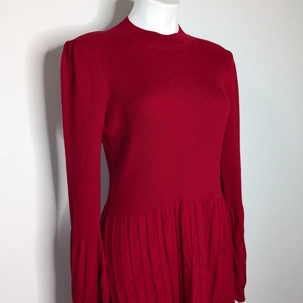 Draper James Women's Red Knit Dress Elegant Sweater Dress - Picture 3 of 8